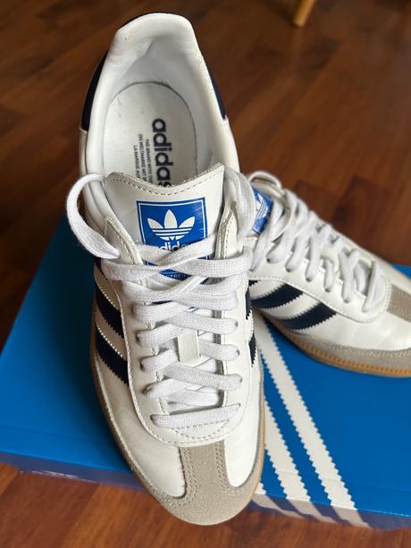 Kožení tenisky adidas samba og č.40 modré pruhy, adidas,40