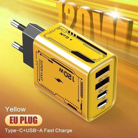 120w nabíjačka gan 4portová pd usb typu-c, 