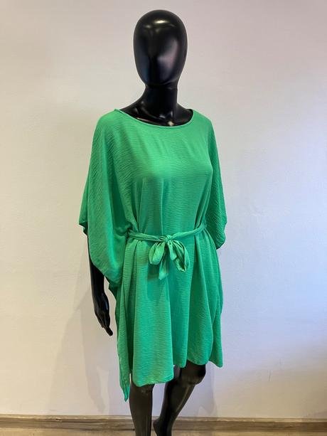 Dámske netopierie šaty s opaskom zelené, l / m / s / xl