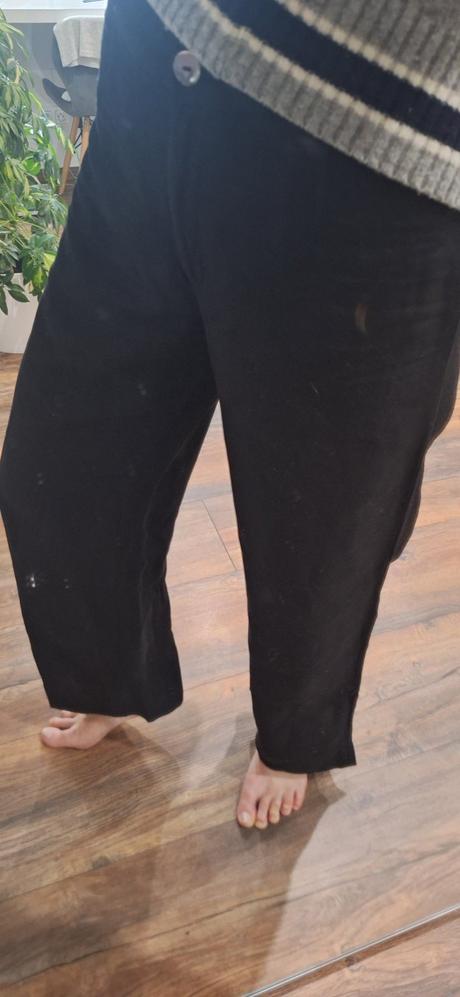 Ľanové čierne šioké nohavice h&m vel 36, h&m,36