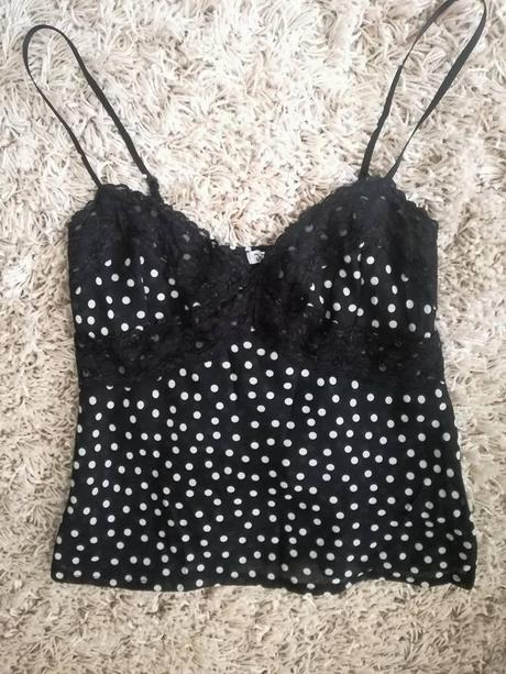 Dámske čierne bodkované tielko, s