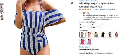 Modro biele plavky s volánikmi shein, v. xl/xxl, xl