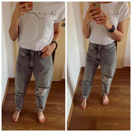 Roztrhane rifle s vysokym pasom, xs