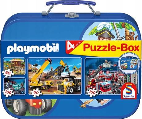 Puzzle playmobil 4v1 v plechovom kufríku2x60,2x100, 