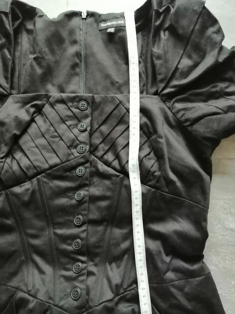 Čierne členité šaty warehouse v40 s kosticami, warehouse,40