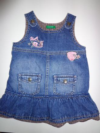 Riflové šaty benetton vel. 74/80, benetton,74