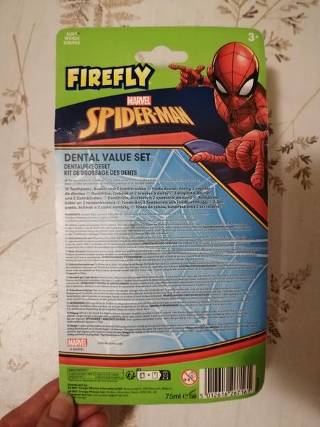 Zubná kefka, pasta, poharik spider man marvel, 