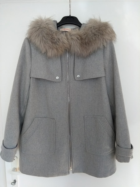 Kabát s kapucňou a strih, camaieu,l