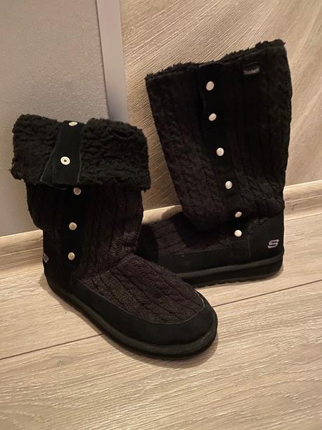 Čierne štrikované skechers cizmy, skechers,37