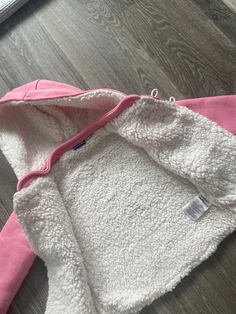 Teplý ružový kabátik s kožušinou a kapucňou, lupilu,86