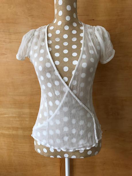 Biely zavinovací hodvábny top, xs, xs