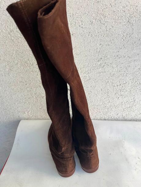 Zara boho 38 pc 109e kozene cizmy z brusenej koz, zara,38