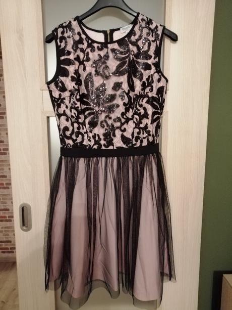 Spoločenské čierno pudrove šaty, veľkosť 36, 36