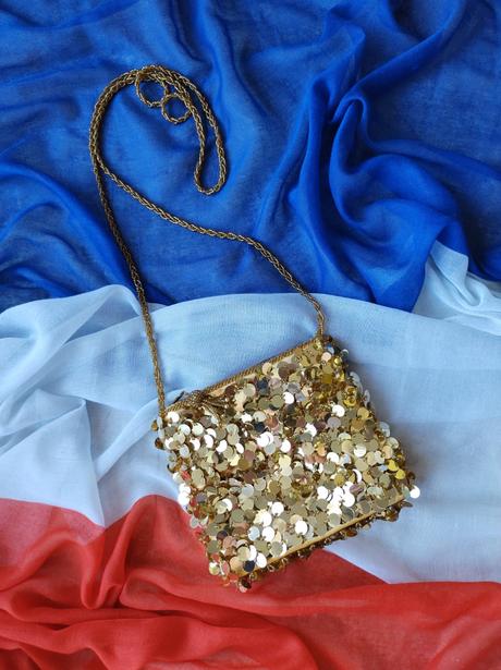 Zlatá flitrová mini kabelka, terranova