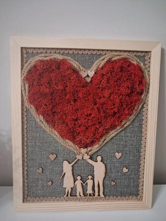 Machový obraz červené srdce, 