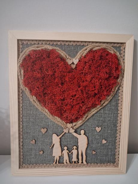 Machový obraz červené srdce, 