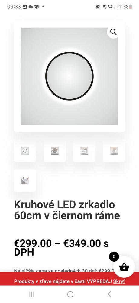 Led zrkadlo v čiernom rame 60cm, 