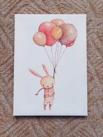 Detský obraz so zajačikom,