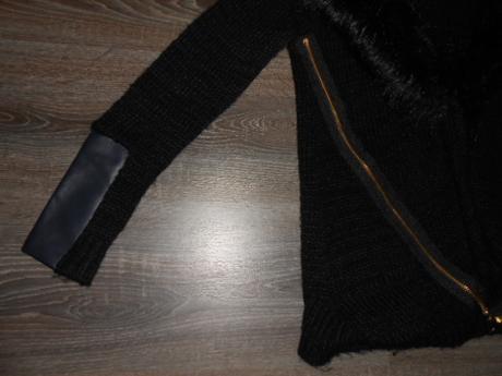 River island peckový svetrik s kožušinou a koženko, river island,m