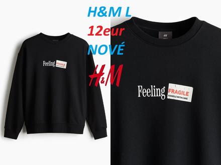 Mikina hm fragile čierna, h&m,l