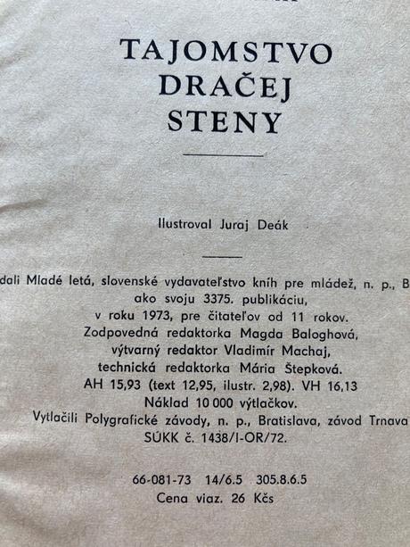 Tajomstvo dračej steny jozef žarnay (1973),