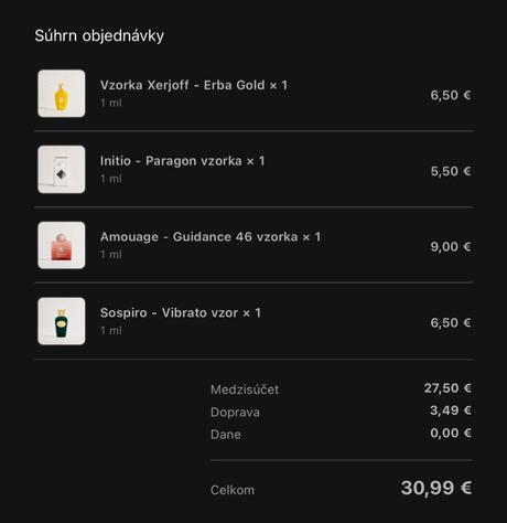 Sada vzoriek parfémov,