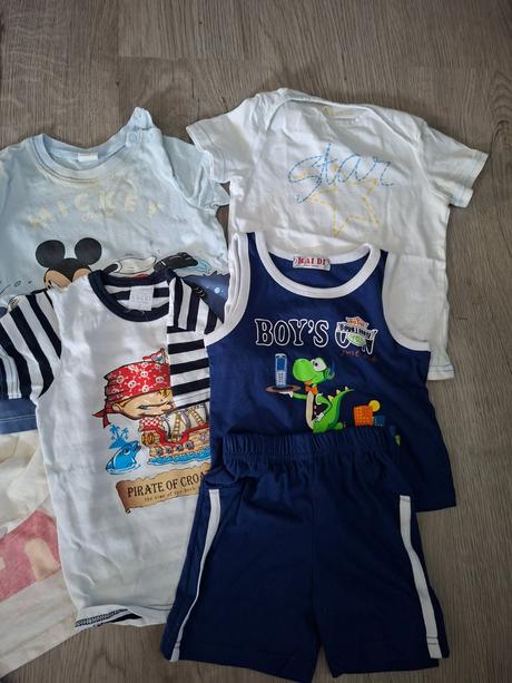 Tričká 80-86 6 ks a 3 tielka, 80