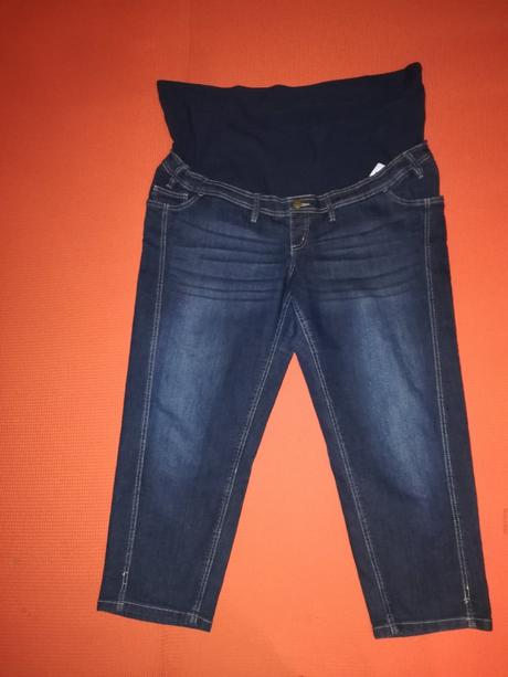 Materské pohodlné džínsy, 7/8 rovné, bonprix,52