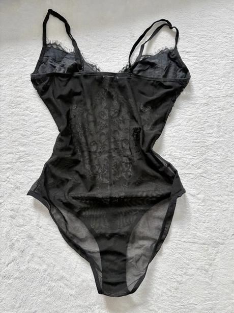 Elegantné čierne čipkované body, lingerie body, s