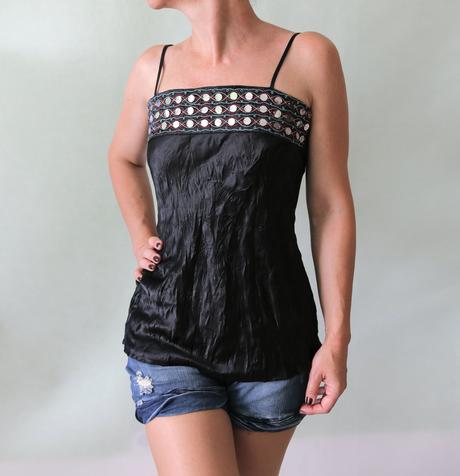 Saténový top s výšivkou papaya xs-s, papaya,xs