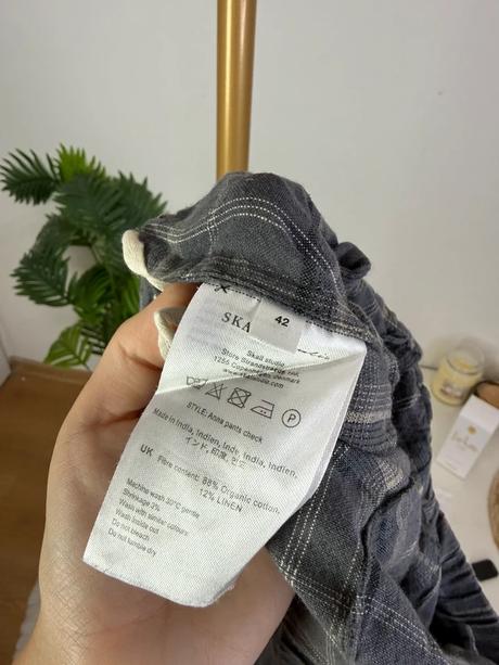 Bavlnené nohavice rovného strihu s kockovaným vzor, xl