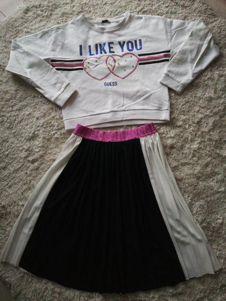 Nádherný set guess - mikina a plysovana sukňa 10 r, guess,140