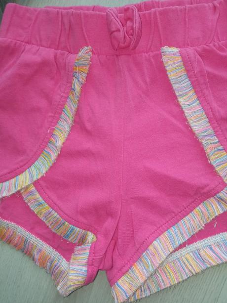 Dievčenské ružové šortky so strapcami (80), ergee,80