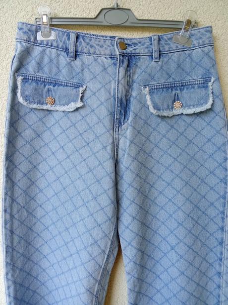 Dlhé široké džínsy s prešívaným efektom tenezis, s