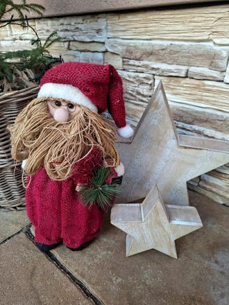 Velky stojací mikuláš- dedo v jutovom oblecení, 