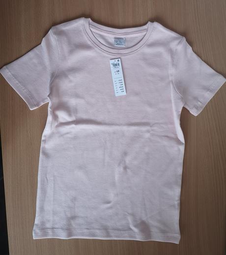 Svetloružové vrúbkované tričko, lindex,128