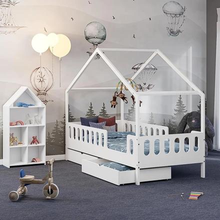 Detská posteľ domček so zásuvkami, šírka (cm): 90,dĺžka (cm): 200
