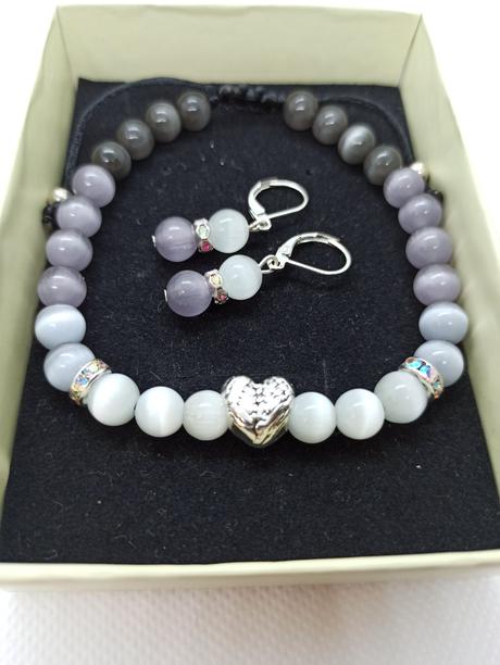 Handmade náramky -mačacie oko,aj set s náušnicami, 