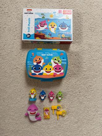 Baby shark sada - puzzle+figurky+box,