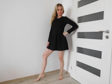 Čierne sukňové šaty dlhý rukáv-38v,, 38