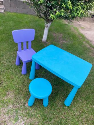 Ikea mammut set - stolička, stôl, taburetka, 
