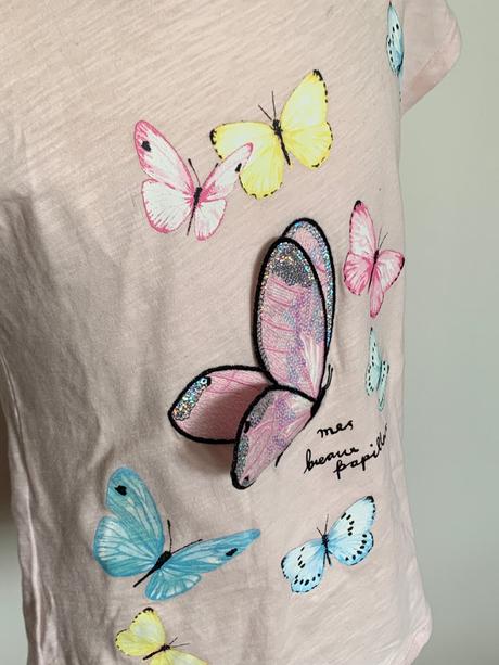 H&m ružové tričko s 3d motýlikom, h&m,122
