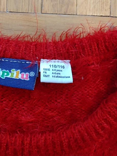 Krásny dievčenský huňatý červený svetrík 4-6 r., lupilu,116