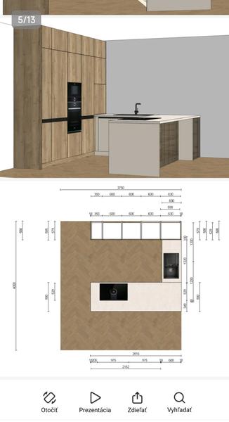 Návrh kuchynskej linky s umývadlom pod oknom