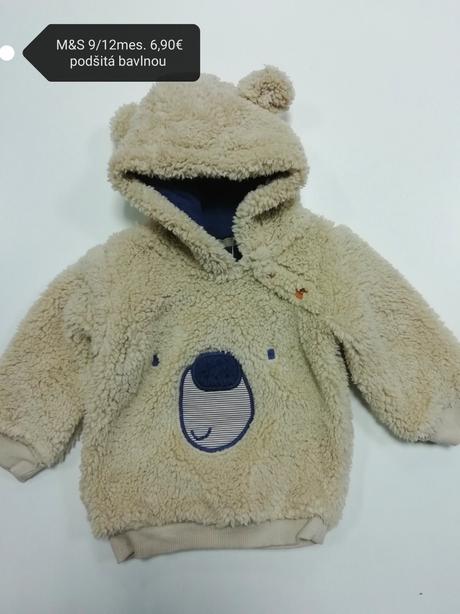 Teplá teddy mikina macko, marks & spencer,80