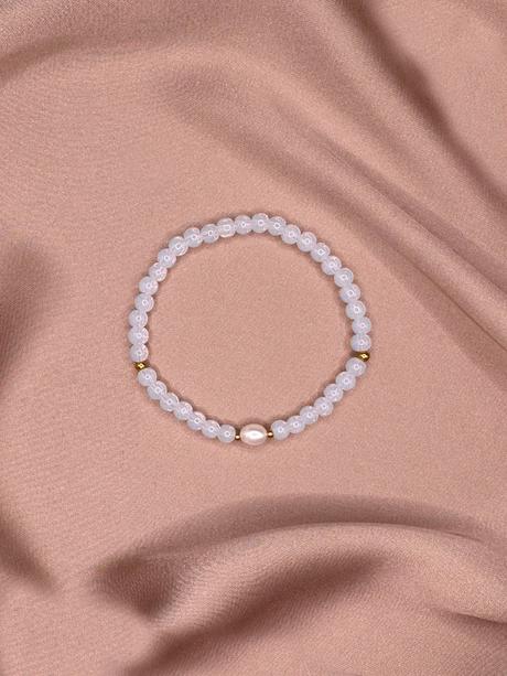 Náramok z opalitu a riečnou perlou,