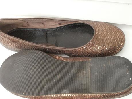 Medené lesklé balerínky, 38