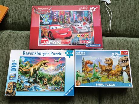 3x puzle, hlavne dinosaurie - top stav,