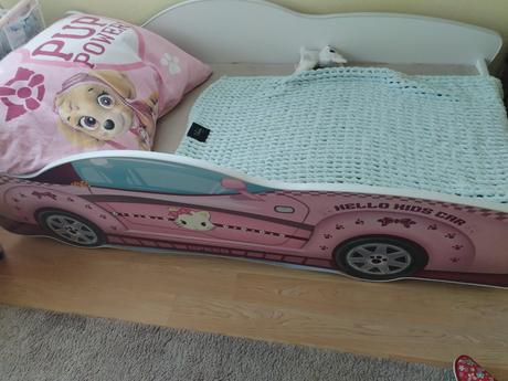 Krásna detská postieľka auto hello kitty, šírka (cm): 160,dĺžka (cm): 80