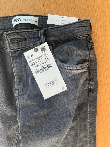 Zara sivé mid waist skinny rifle 34, zara,34